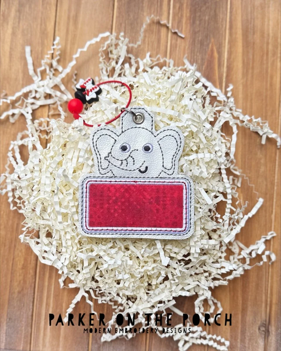 Bag Tag- Mascots- Elephant - Digital Embroidery Pattern Download