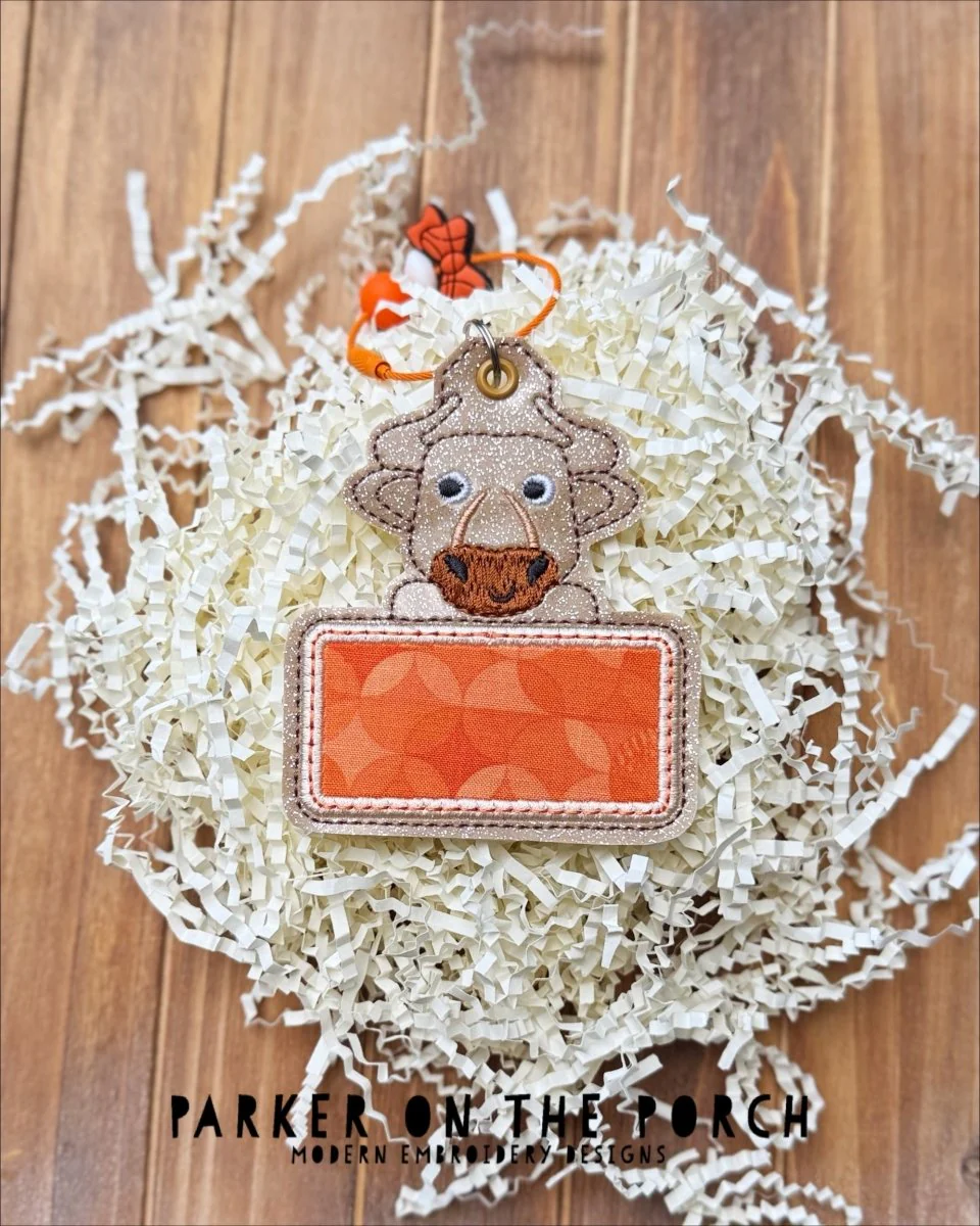 Bag Tag- Mascots- Longhorn- Digital Embroidery Pattern Download