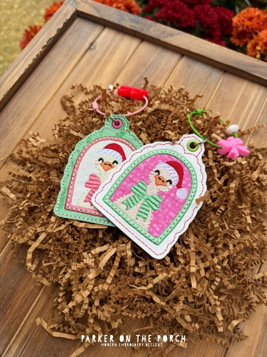 Christmas Goose Applique - Bag Tag-  Digital Embroidery Pattern Download - Image 2