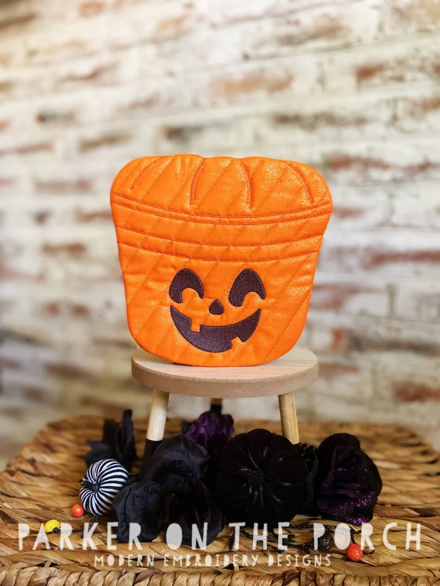 Digital Download- Happy Halloween Pail Mug Rug- Pumpkin