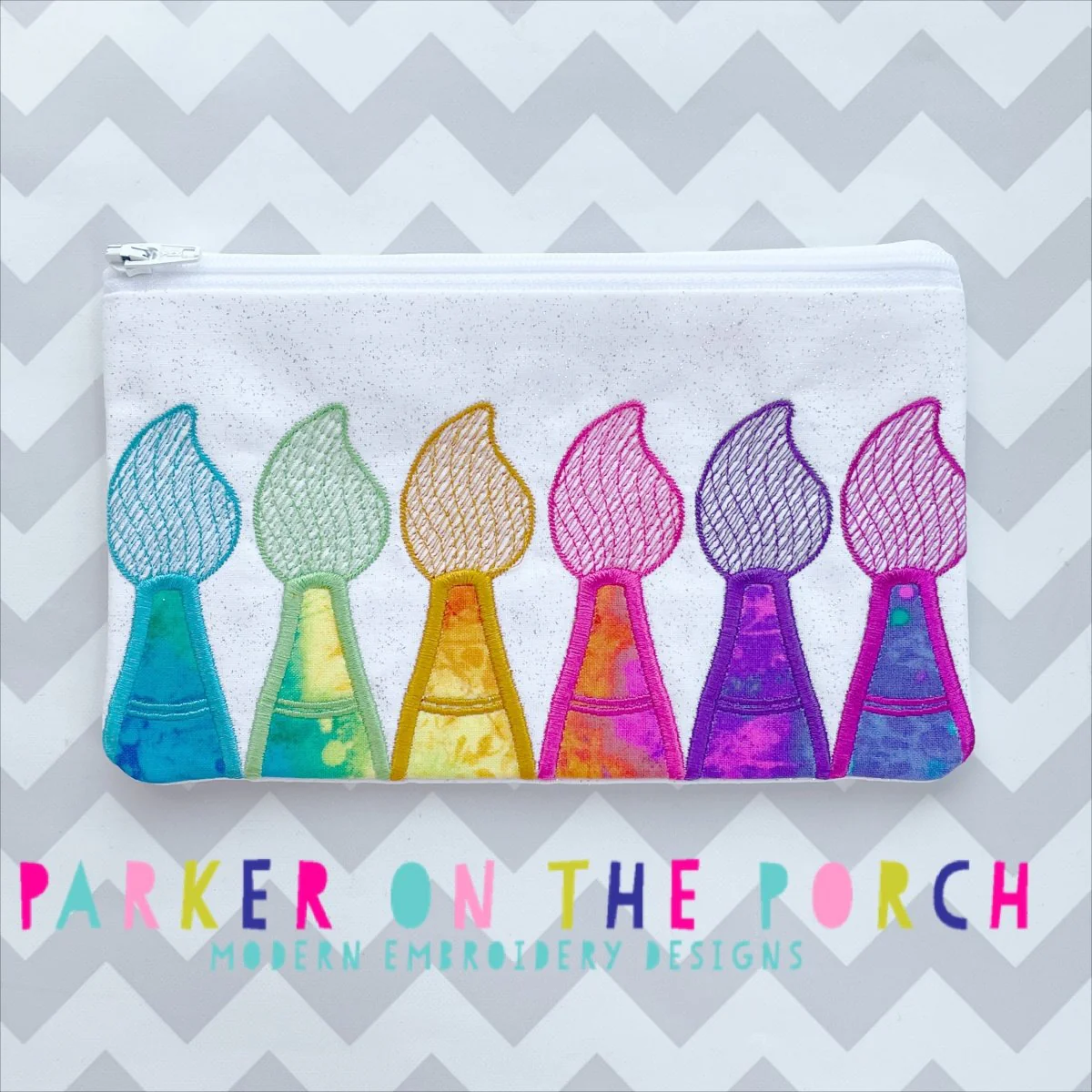 Digital Download- Teacher Life Collection- Brush of Color Top Zip Zipper Bag