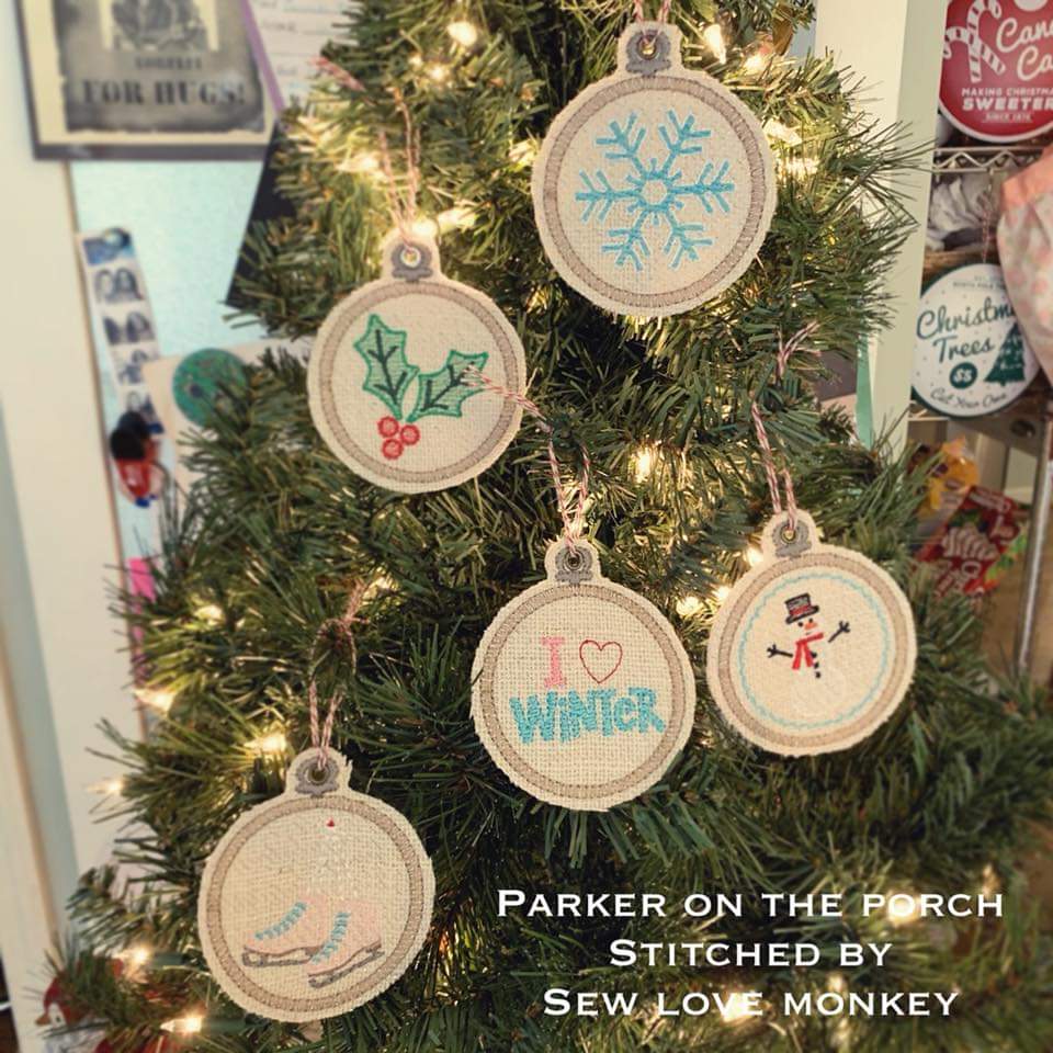 Digital Download- Embroidery Hoop Winter Ornament Set - Image 3