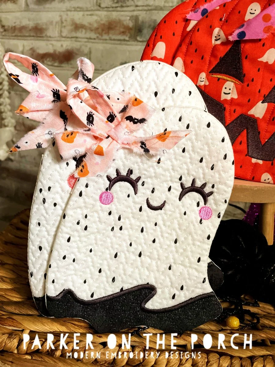 Digital Download - Halloween Vibes Collection- Ghost Mug Rug and Hot Pad Set - Image 2