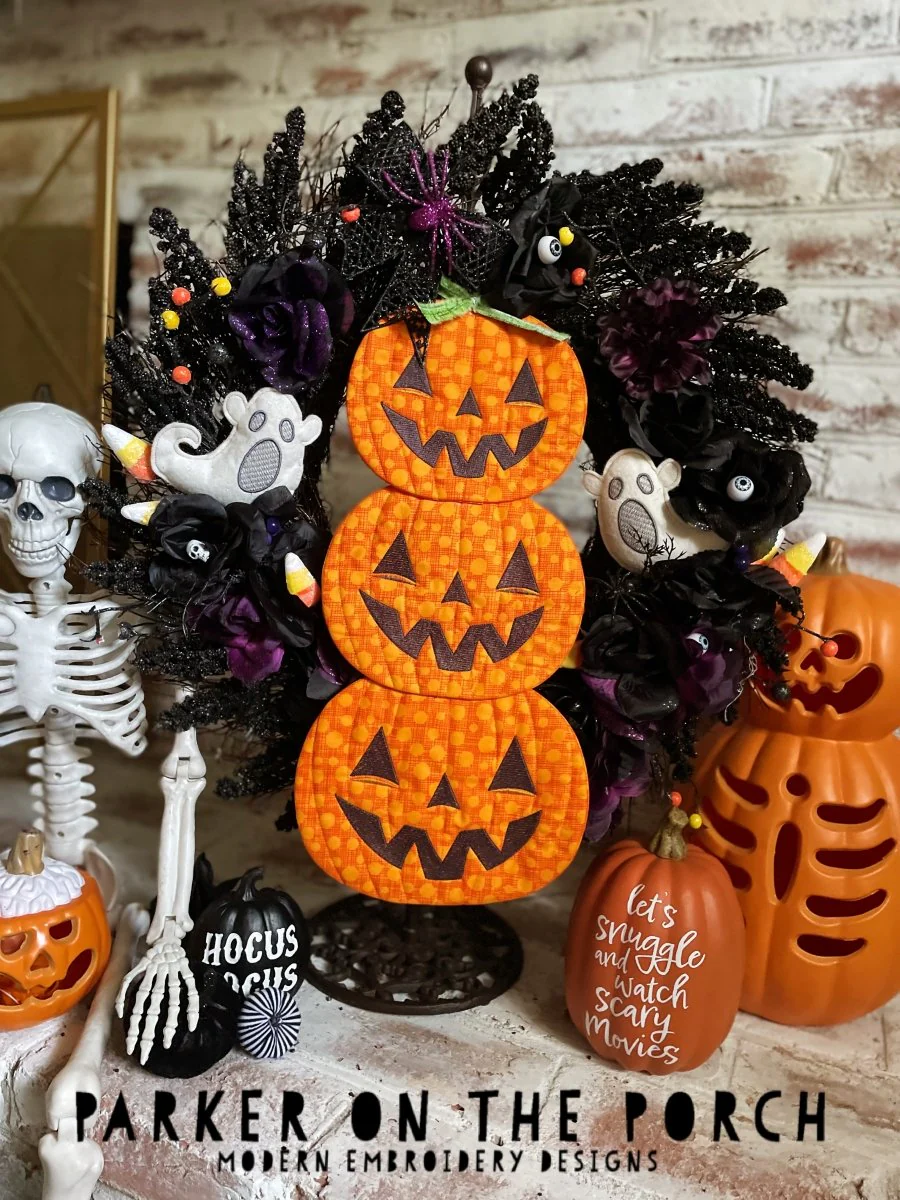 Digital Download - Halloween Vibes Collection- Jack O Lantern all in one Coaster, Mug Rug and Hot Pad Set - Image 2