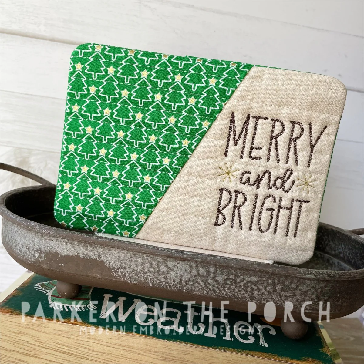 Digital Download - Home for the Holidays Collection - Mug Rug - Merry and Bright