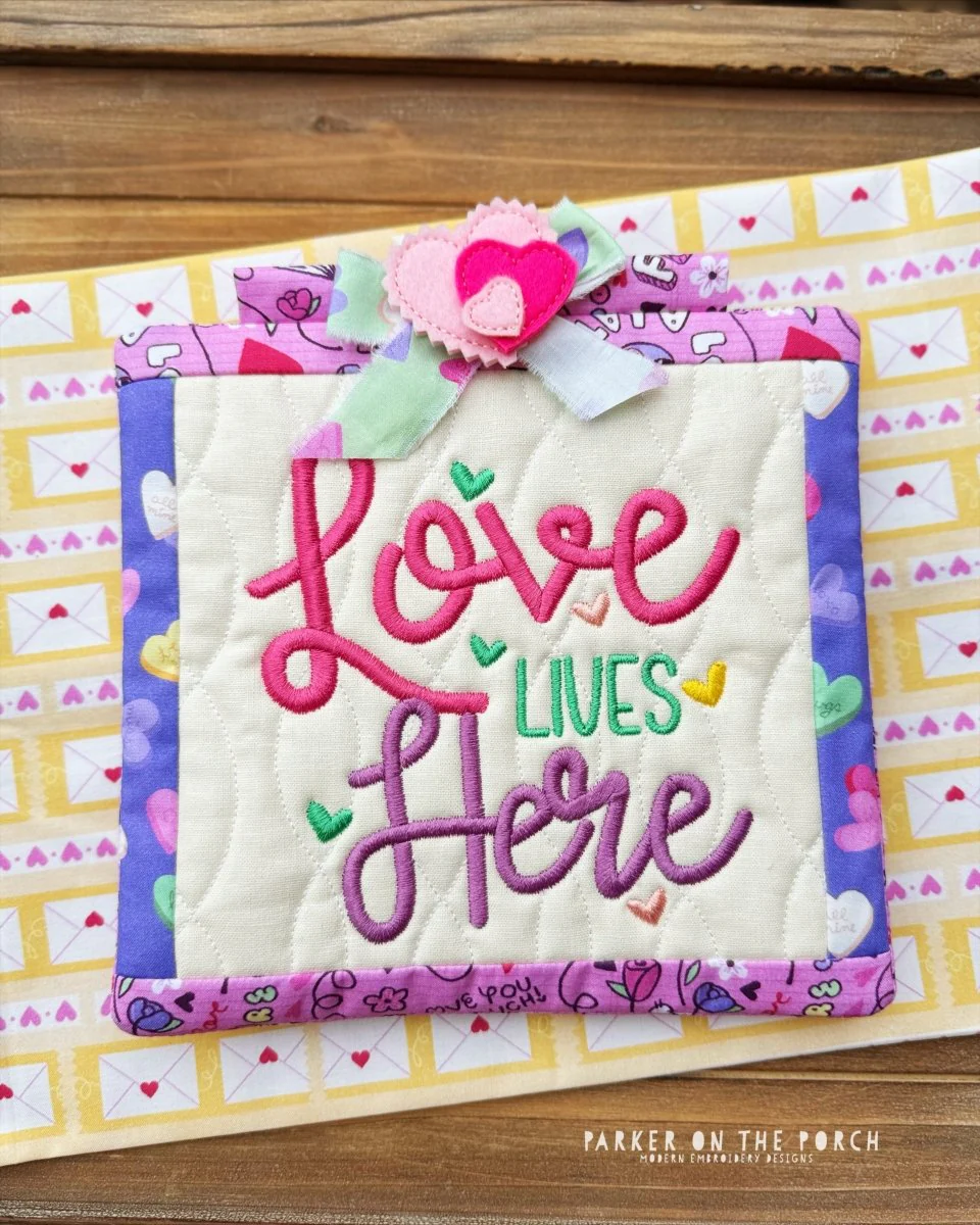 Digital Download - Love Lives Here Mini Quilt ( SQUARE Single Stand ) - Image 2