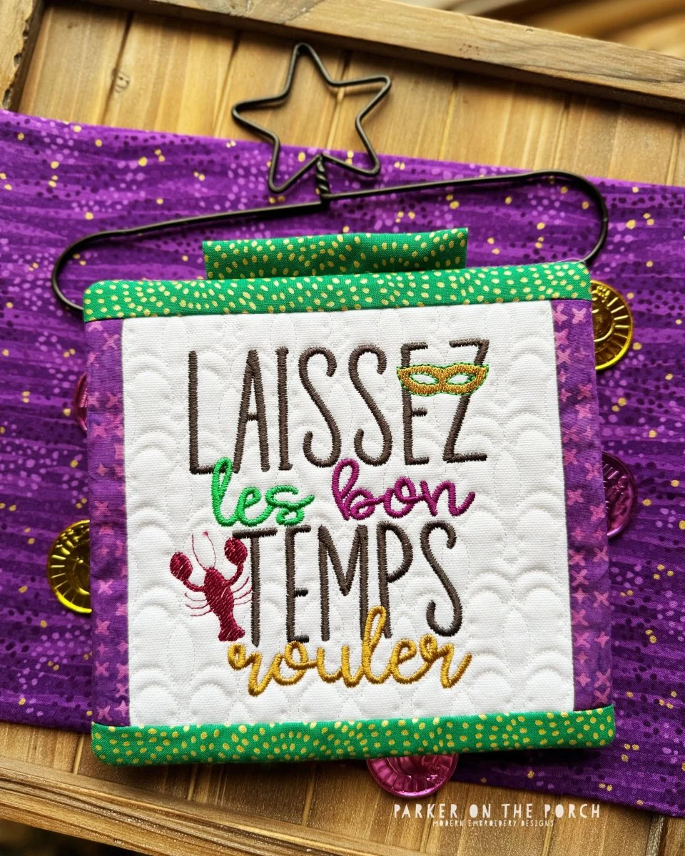 Digital Download - Mardi Gras Mini Quilt Set ( SQUARE Single Stand )