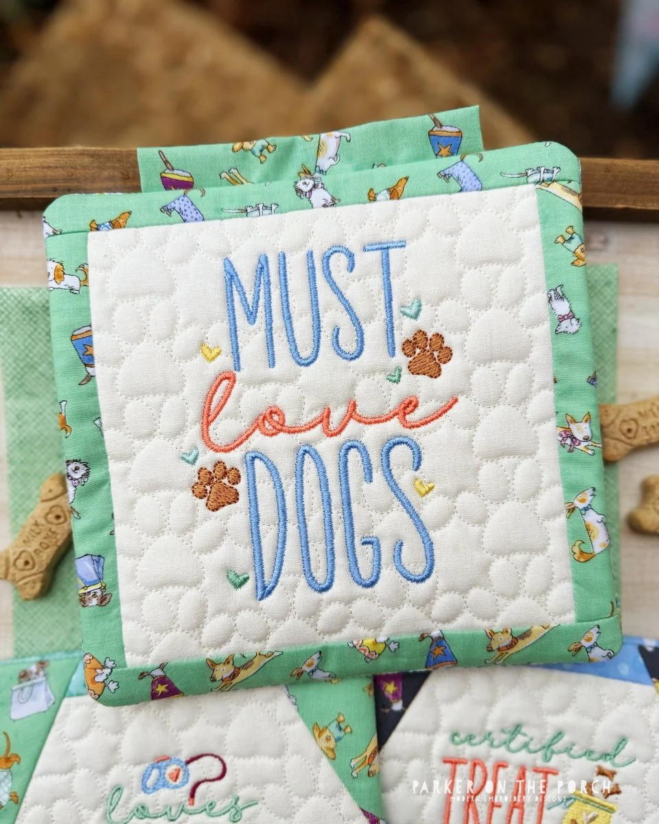 Digital Download - Must Love Dogs Mini Quilt ( SQUARE Single Stand )