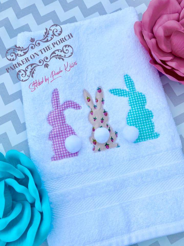 Digital Download- Shabby Applique Bunny Trio - Embroidery Fill - Image 4
