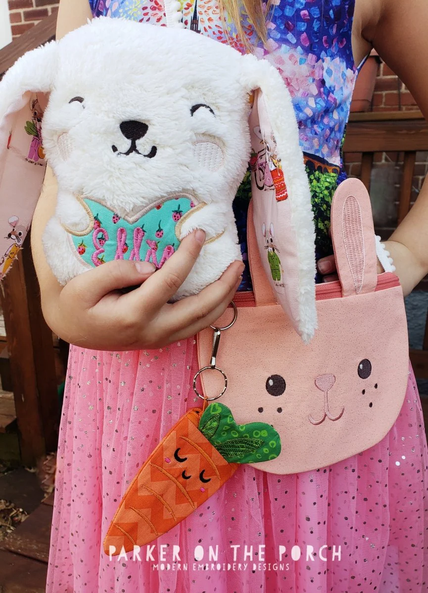 Digital Download - Top Zip Zipper Bunny Bag AND Carrot Coin Purse - Image 4