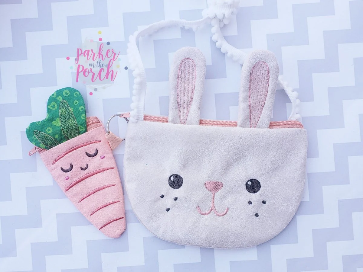 Digital Download - Top Zip Zipper Bunny Bag AND Carrot Coin Purse - Image 5