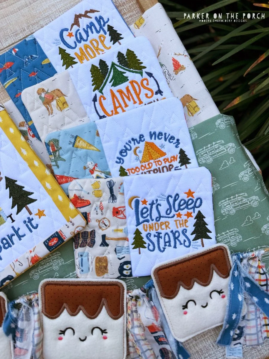 Let's Camp Mug Rug Bundle – Digital Embroidery Pattern Download