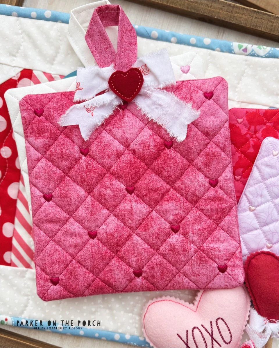 Quilted Hearts Hot Pad – Digital Embroidery Pattern Download