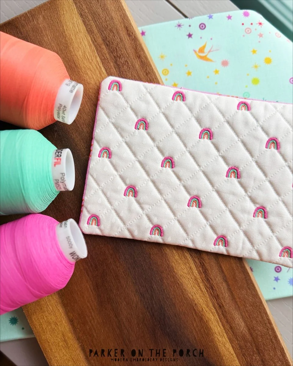 Quilted Rainbow Mug Rug– Digital Embroidery Pattern Download - Image 2