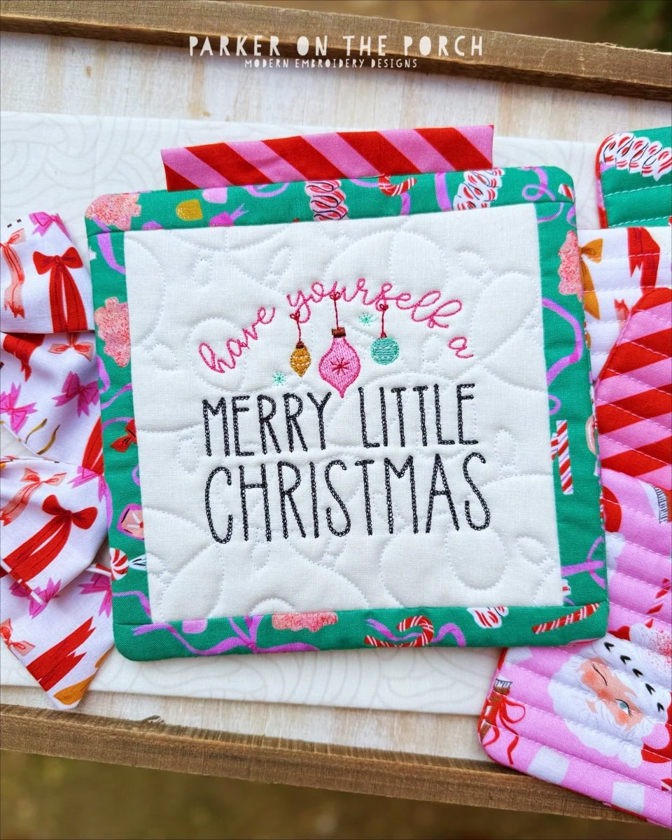 Vintage Christmas Mini Quilt Embroidery Pattern – Square Single Stand – Digital Download